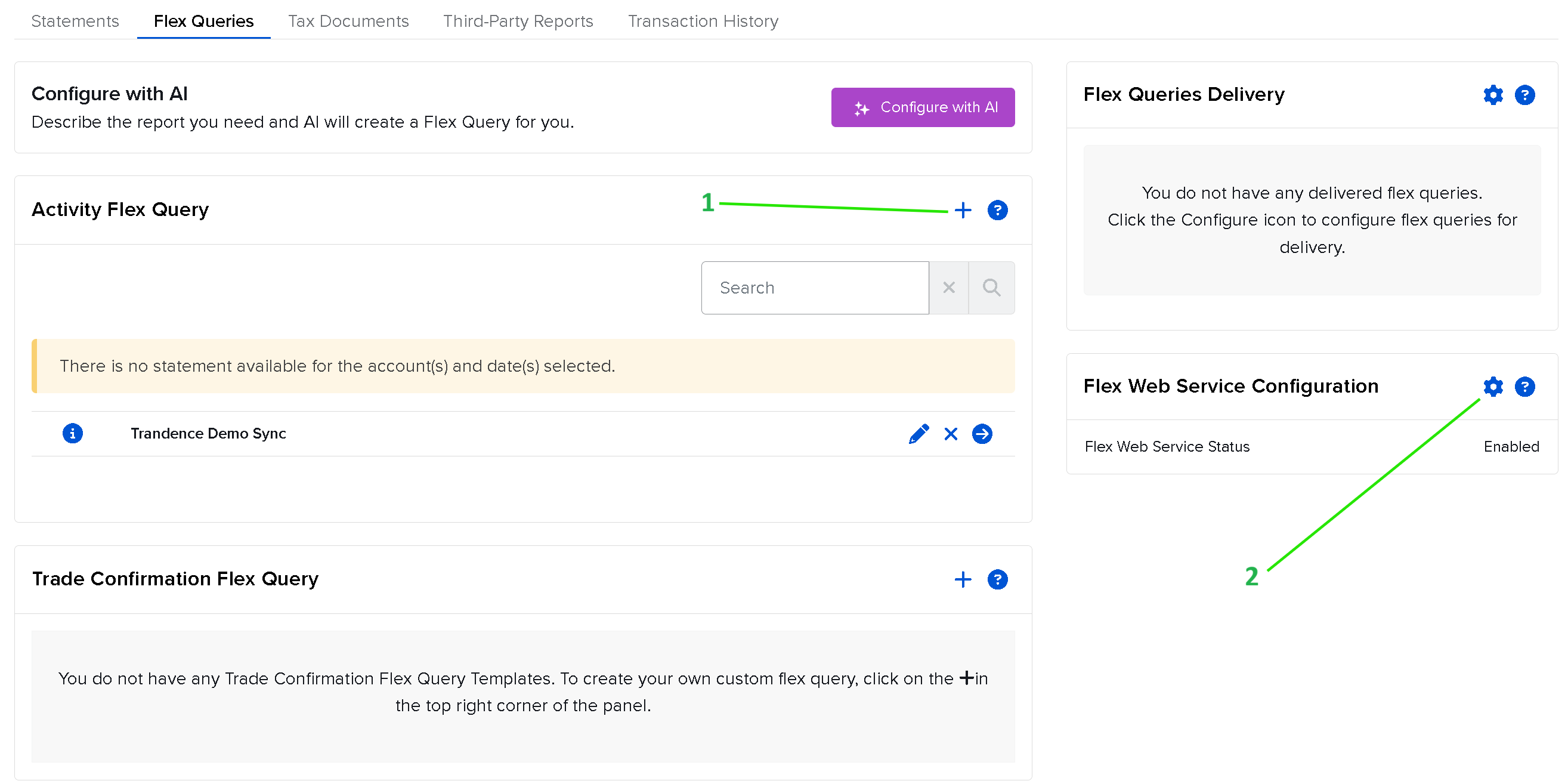 IBKR Flex Queries Übersicht und Flex Token Konfiguration